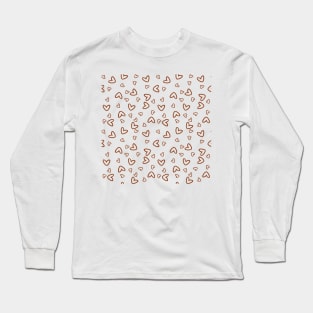 Brown Hearts Pattern Long Sleeve T-Shirt